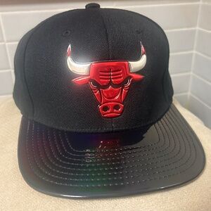 Mitchell & Ness Chicago Bulls Snapback Hat w/Patent Leather Brim